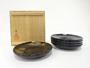 玄州造　輪島塗　松沈金　茶托　5客揃